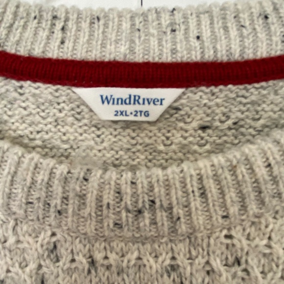 Wind River Oatmeal Fleck Cotton Blend Knit Cabin Country Crew Neck Sweater- 2XL - Picture 3 of 16